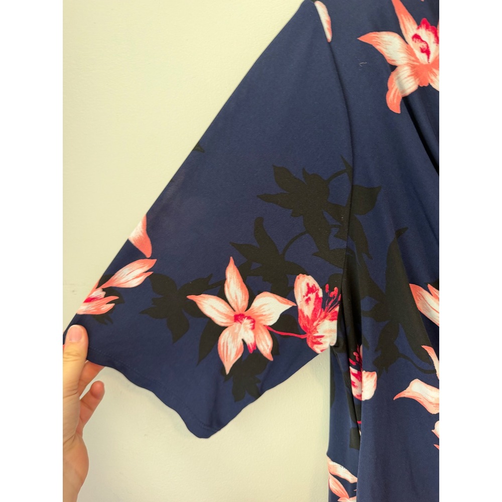 Cato Woman Navy Pink Floral Cowl Neck Ruched Maxi Dress 18/20W